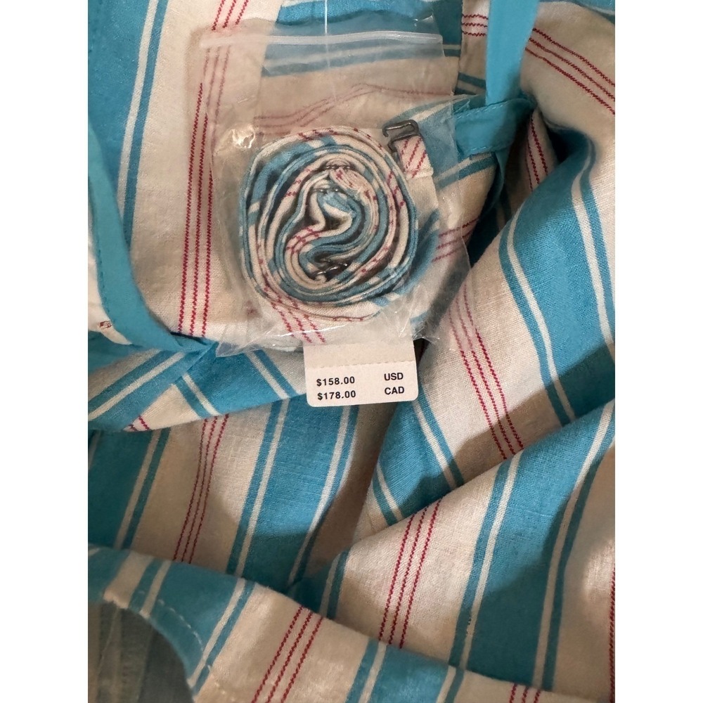 Anthropologie Blue Striped Linen Blend Romper - Picture 10 of 12